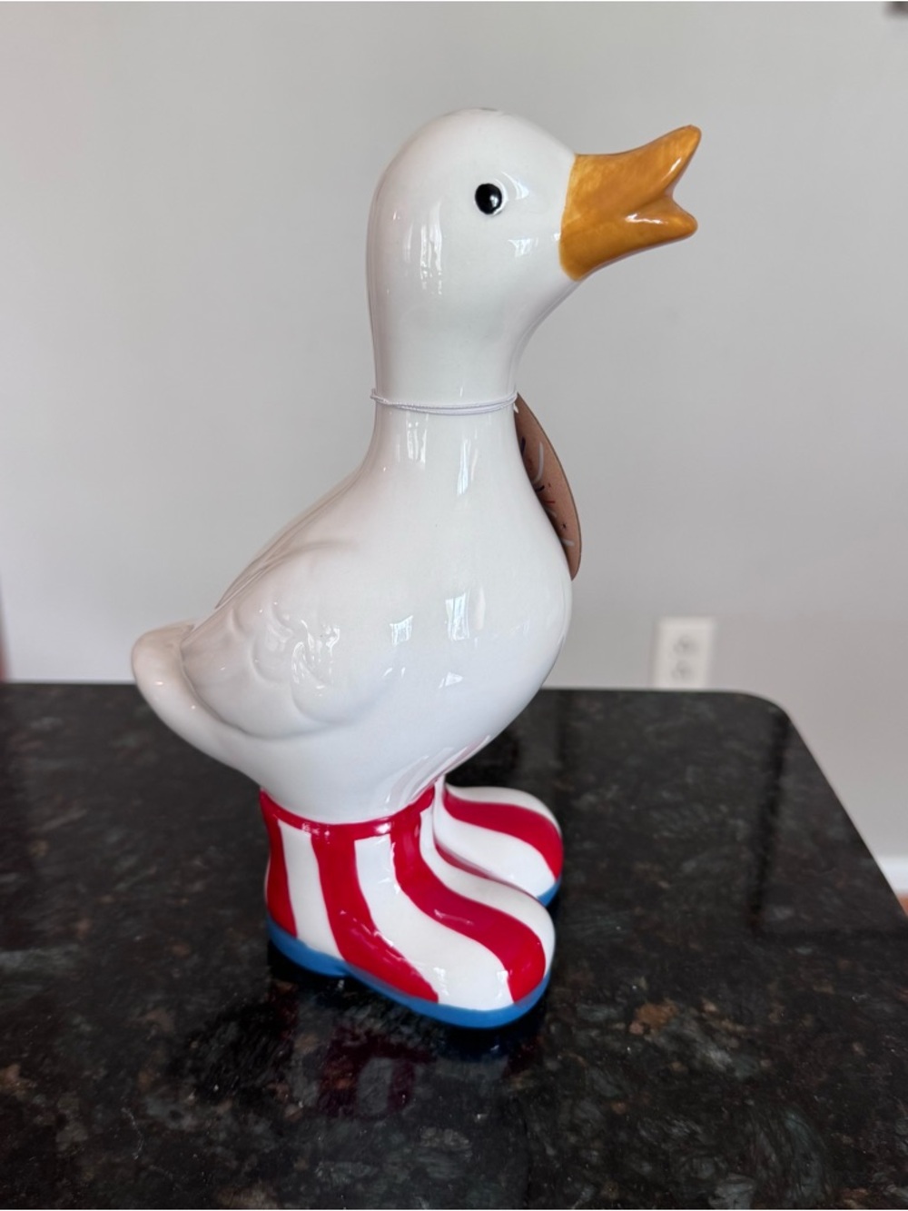 Ceramic Patriotic Duck w Rain Boots Fourth Of July 8” NEW